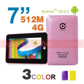   Inch Android 2.2 Touchscreen MID Tablet WiFi/3G Camera Colorful  