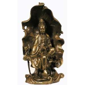 Kwan Yin Statue Naga Land Tibet Sacred Statue Lotus Leaf Holding Quan 