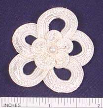 Ivory Cotton Flower w Pearl Applique Embellishment  