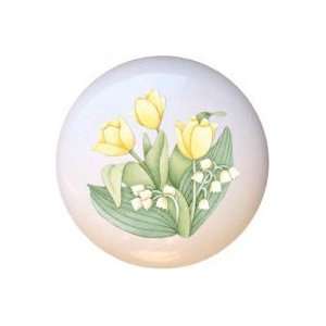  Tulips and Lilies of the Valley Flowers Floral Drawer Pull 