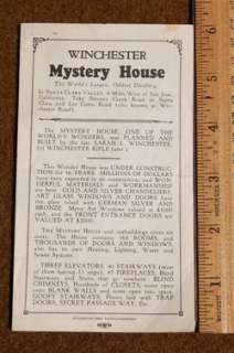 1940s 1950s Winchester Mystery House Brochure San Jose California No 