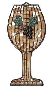 Wine Glass Wall Mounted Cork Holder Wrought Iron Display Case Rack NEW 
