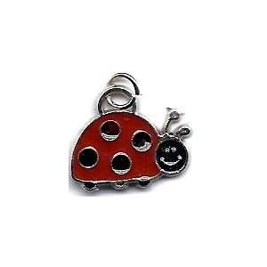  Jewelry/Charm Silvertone & Enamel Ladybug, Red & Black 