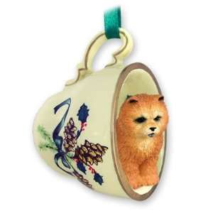  Chow Chow Green Holiday Tea Cup Dog Ornament   Red: Home 