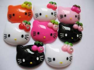 24 Resin Hello Kitty Flatback Button w/Cherry 8 Colors K021  