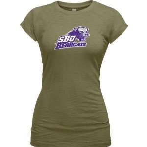   Baptist Bearcats Olive Womens Logo Vintage T Shirt: Sports & Outdoors