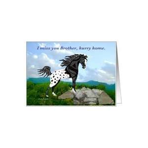  Black Appaloosa Horse Miss you brother Card Health 