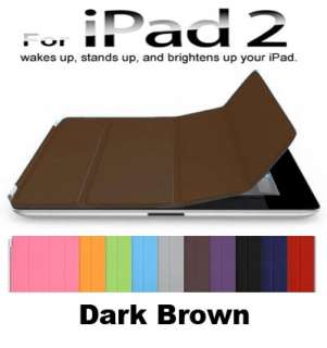 IPad 2 Smart Cover PU Leather Magnetic Case With Stand Wake Up Sleep 