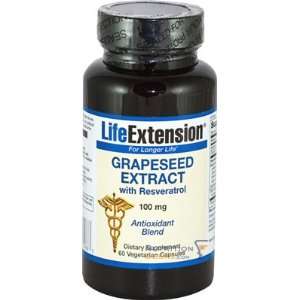  Life Extension Grapeseed Extract w/Resveratrol, 60 Veggie 