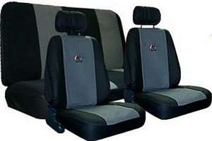 GREY BLACK Car Truck SUV Synthetic Leather SEAT COVERS 6 piece 