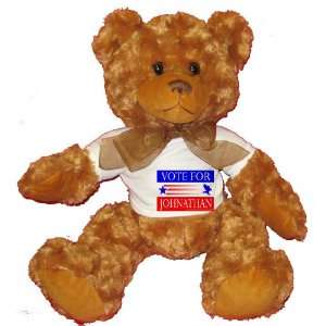  VOTE FOR JOHNATHAN Plush Teddy Bear with WHITE T Shirt 