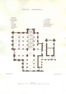 OXFORD CATHEDRAL Floor Plan Scale Map & Numbered Key  
