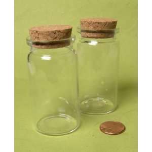  5 Pcs  Miniature Glass Bottles with Cork Top  Large 70mm x 