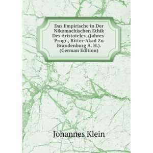    Akad Zu Brandenburg A. H.). (German Edition) Johannes Klein Books