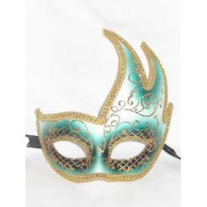    Green and Gold Colombina Onda Toni Venetian Mask: Home & Kitchen