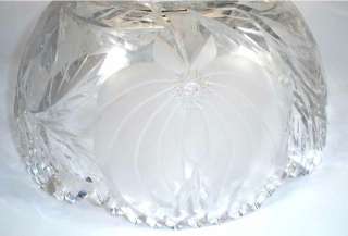 Very heavy well made crystal bowl with a frosted floral design 