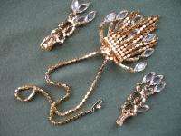 Vintage D&E Juliana Clear Rhinestone Necklace Earrings  