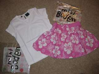 NEW Girls MINI BODEN sz 7 8 Pink Tropical Flower Skort & T shirt 