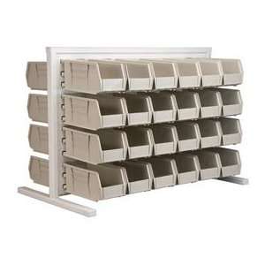 Akro Mils Ready Space Double Sided Bench Rack With 48 Beige Akrobins 