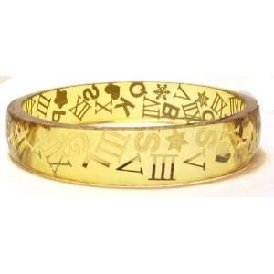   Teachers Bangle Bracelet with Gold Letters and Roman Numerals: Jewelry