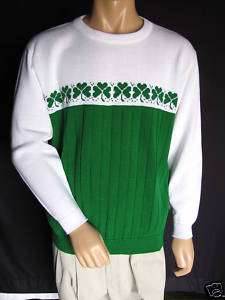 Irish Pride Unisex Shamrock Green and White Sweater  