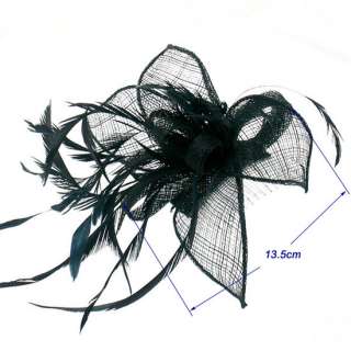 Sinamay Feather Hair Fascinator Race Party Black Purple  