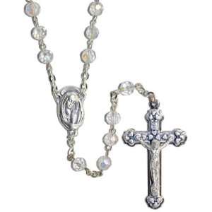   Communion Rosaries with 5mm Crystal Beads and Silver Plated 16mm Chain