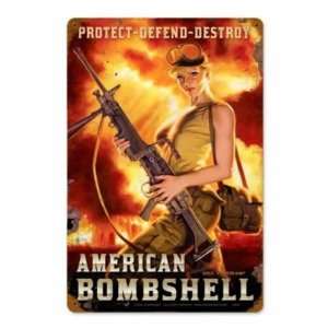  American Bombshell Vintage Metal Sign Pin Up Military 