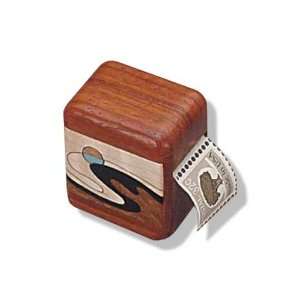   Creations Handcrafted Wood Stamp Dispenser Box Paduak with Wave Inlay