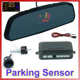 LED Car 4 Parking Sensor Backup Radar Rearview Mirror B  