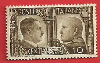 Rare German * Nazi * Stamp ** Adolf Hitler & Mussolini **  