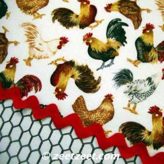CHICKEN WIRE~ROOSTERS Mesh White Quilt Fabric /Yd.  