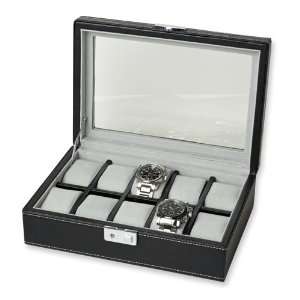  Black Leather 10 watch Box Jewelry