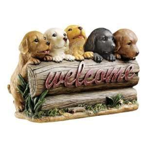   14w Cute Puppy Dogs Welcome Sculpture Statue Figurine: Home & Kitchen