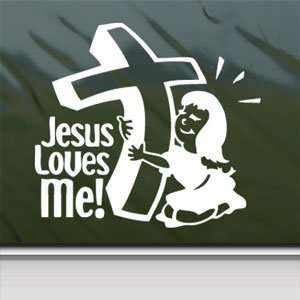  Christian Jesus Loves Me (Girl) White Sticker Laptop Vinyl 