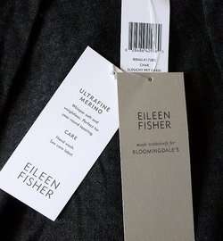 EILEEN FISHER Thin Wool Cardigan 2X Black CHAR Slouchy Pocket $198 NWT 