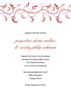 RED WEDDING INVITATIONS & RSVP WITH ENVELOPES  