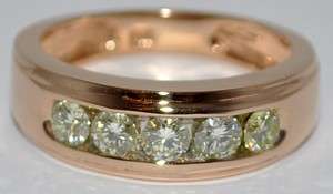 DIAMOND WEDDING RING 14K ROSE GOLD 1.2CT ROUND MENS BAND 8MM BLACK 