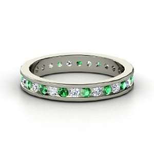  Alondra Eternity Band, Platinum Ring with Emerald 