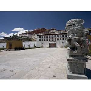  Chinese Stone Lions Outside the Potala Palace, Lhasa, Tibet, China 