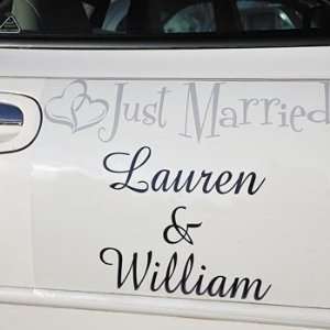 Personalized Just Married Two Hearts Car Door Cling 
