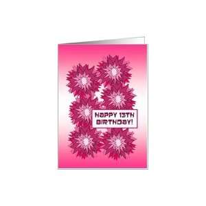   Happy13th Birthday!   Hot Pink Crazy Chrysanthemums Card: Toys & Games