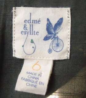 Edme & Esyllte Anthropologie dk green cotton/silk top blouse  