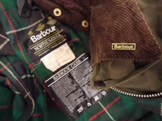 VINTAGE MENS OLIVE GREEN BARBOUR NORTHUMBRIA WAXED COUNTRY JACKET RAIN 