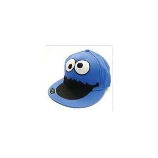  Sesame Street Cookie Monster Face Fitted Flat bill Hat Clothing