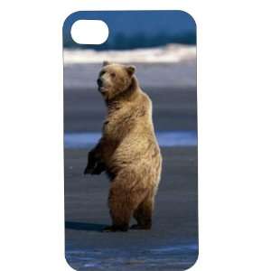 Black Hard Plastic Case Custom Designed Standing Brown Bear iPhone 