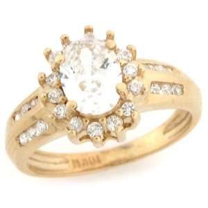  10K Solid Gold Brilliant Oval CZ Channel Set Ring Jewelry