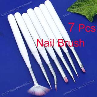 7pc Nail Art Design Dotting Brush Painting Pen Set Tool Acrylic White 