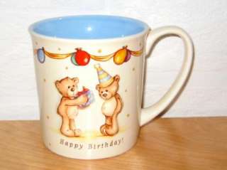 GUND BEAR HAPPY BIRTHDAY COFFEE CUP   RAISED FIGURES  