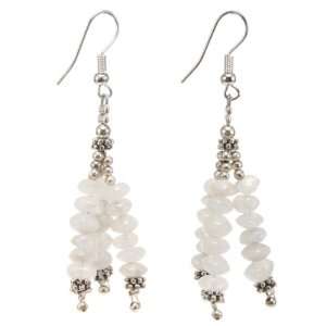    EXP Handmade Moonstone Earrings With Silver Accent Beads: Jewelry